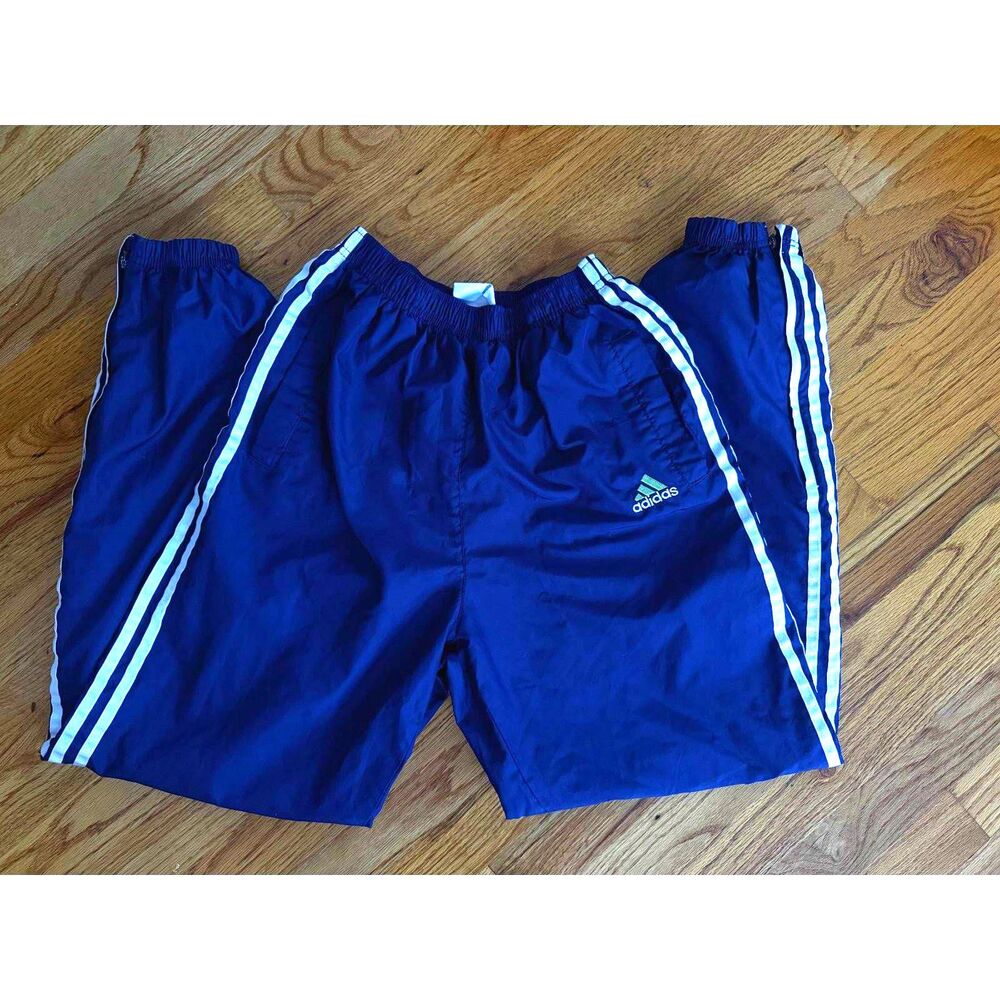 Vintage Classic Navy Adidas Track Pants with side zipper size M